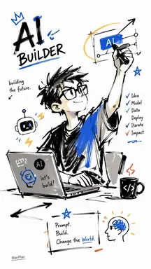 Graffiti Sketch-Style AI Builder Illustration