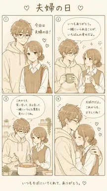 Four-Panel Romantic Comic Illustration
