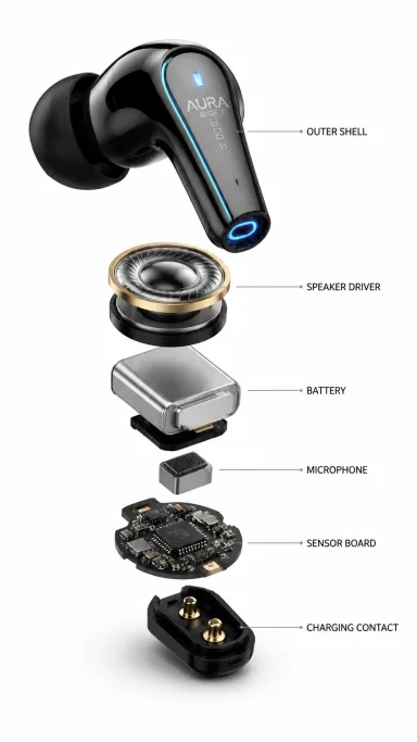 Exploded Earbud Product Poster