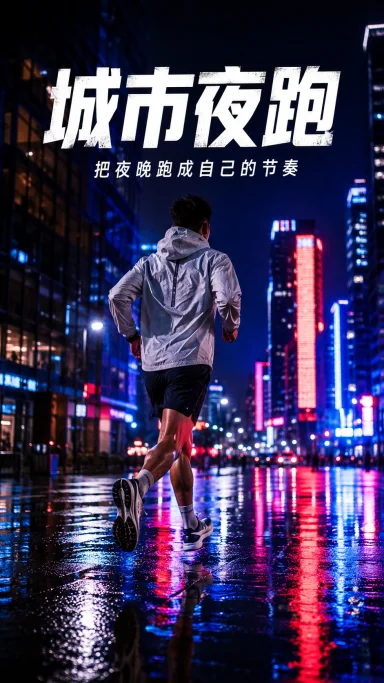 City Night Run Chinese Poster