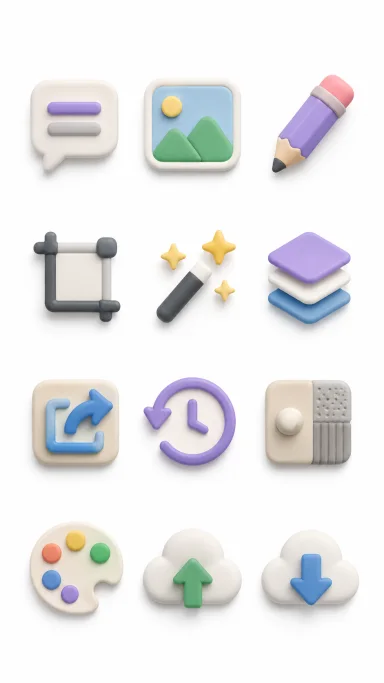 Minimal 3D AI Tool Icon Set