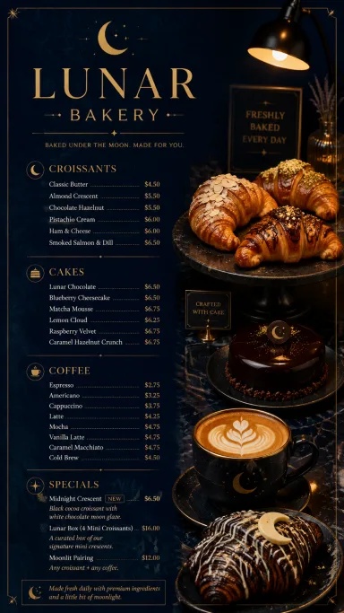 Lunar Bakery Menu Poster